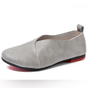 Kunsto‎ Womens Ballet  Glove Faux Leather Slip On Shoe Round Toe Gray Sz US 10.5